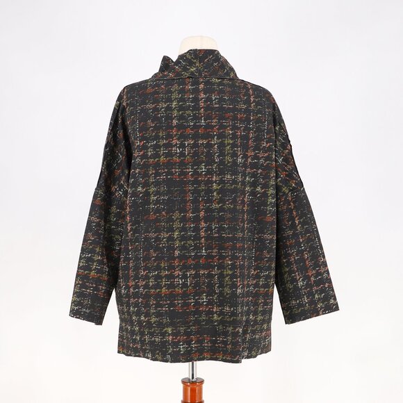 NWT KOZAN Overlapping Asymmetric Hem Mock Neck Abstract Tunic Top Size L - Picture 4 of 10